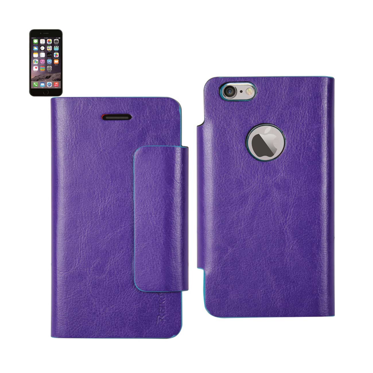 REIKO IPHONE 6 PLUS DUAL COLOR FLIP FOLIO WALLET CASE IN BLUE PURPLE (FC31-IPH6PLSBLPP)